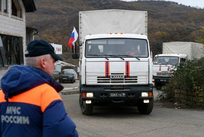 ՌԴ ԱԻՆ հումանիտար օգնություն տեղափոխող  6 բեռնատարներ ուղևորվել են Արցախ