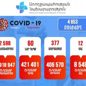 12 մահ. 60 նոր դեպք. Կորոնավիրուսային իրավիճակը Հայաստանում