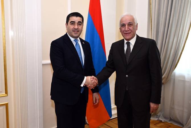 Հայաստանի նախագահն ընդունել է Վրաստանի խորհրդարանի նախագահ Շալվա Պապուաշվիլիի գլխավորած պատվիրակությանը