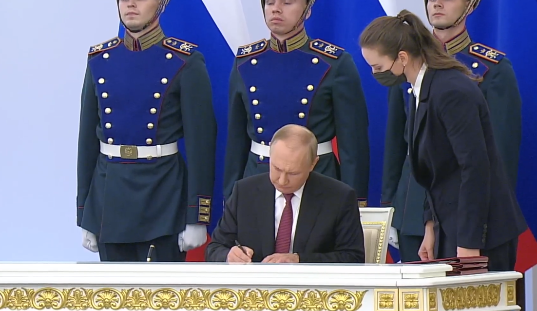 Պուտինը պայմանագրեր է ստորագրել Ռուսաստանի կազմում նոր տարածքներ ընդգրկելու վերաբերյալ